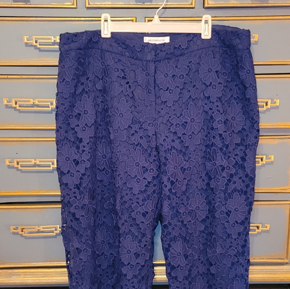 Liz Claiborne 2 PC sleeveless suit, lace overlay, sz. 14, navy - Picture 4 of 10